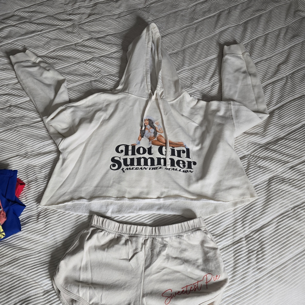 White Hoodie and Shorts Set